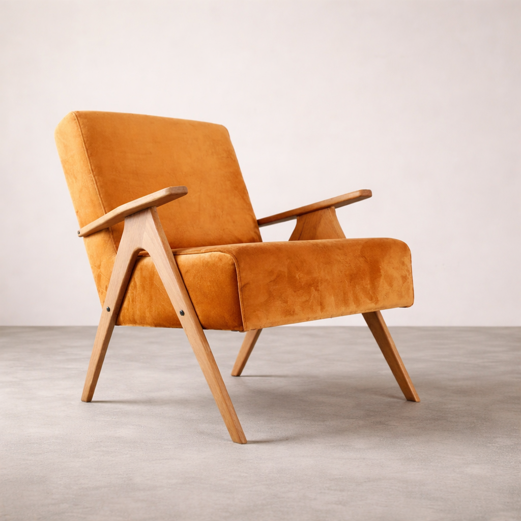 Mid-Century Armchair – Indoor Accent Chair Velvet Lounge chair